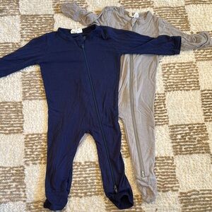 Kyte BABY Blue and Gray Footies Soft Stretchy One Pieces